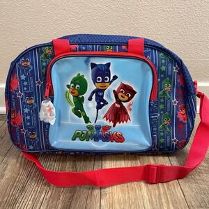 PJ Masks Kids Duffel Bag Blue Red Travel Sleepover Bag Catboy Owlette Gekko NEW